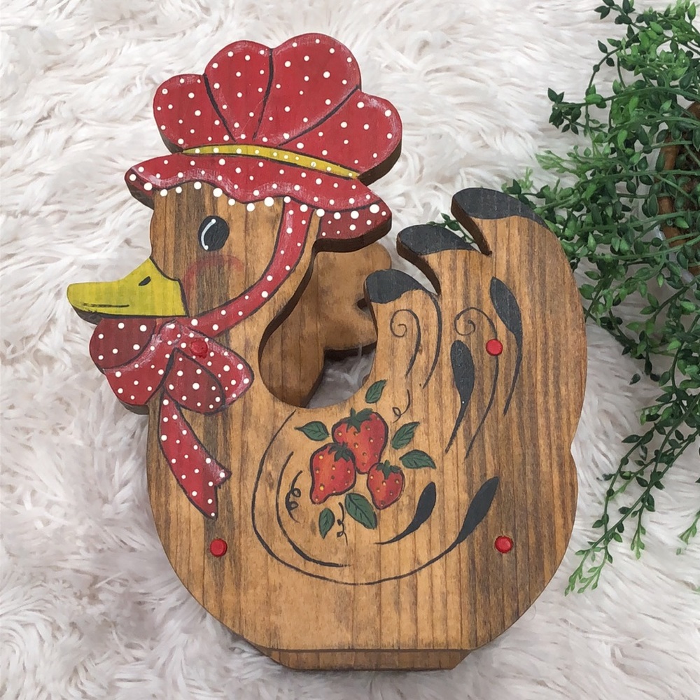Vintage wooden hen basket